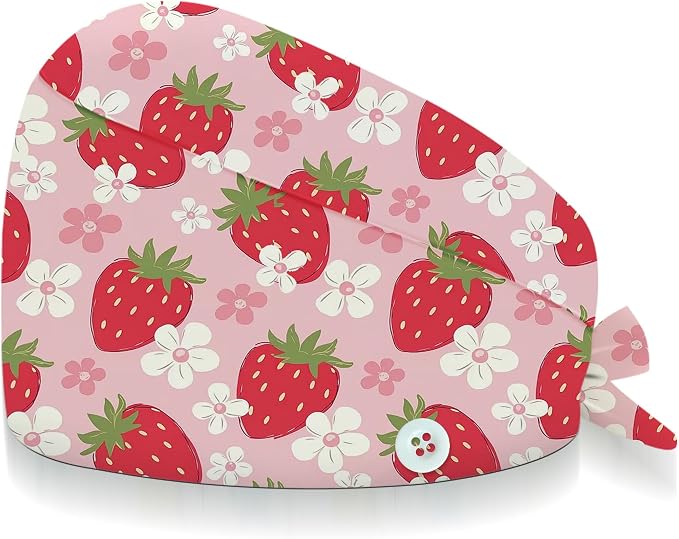 Adjustable Scrub Cap with Buttons & Sweatband, Working Hat with Elastic Tie Back by Unknown