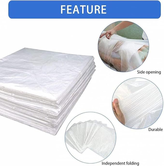 50 Pieces Disposable Plastic Sheeting, Sauna Blanket Liners Side Opening - Image 4