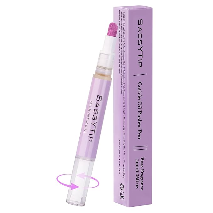 Ceramic Cuticle Pusher & Oil Pen, 2ml Rose/Lavender/Fragrance Free Scented Nail by SASSYTIP