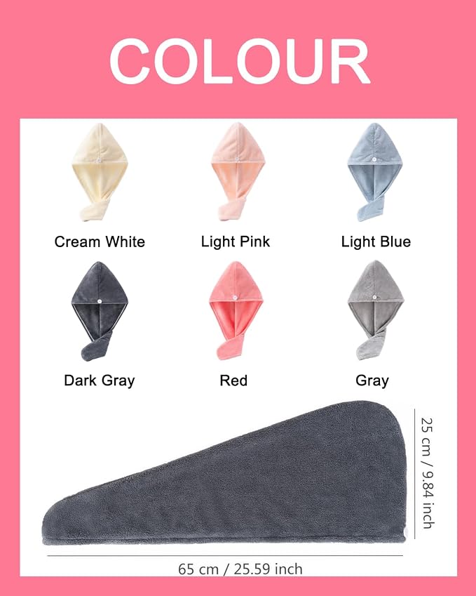 Microfiber Hair Towel Wrap for Women 6 Pack - Image 7
