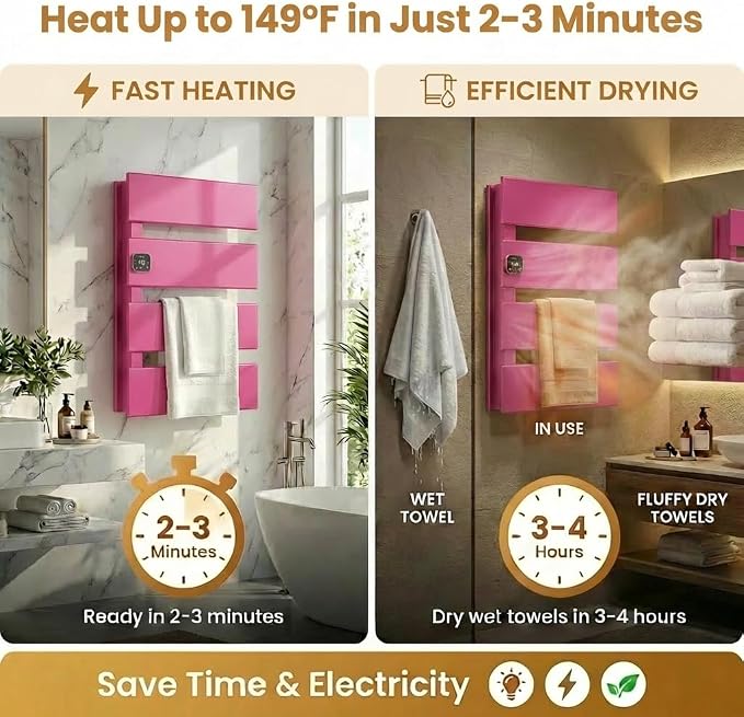 Electric Towel Warmer, Heated Towel Rack - Image 3