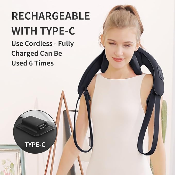 Shiatsu Neck Massager for Pain Relief Deep Tissue, Cordless Shoulder and Back - Image 4