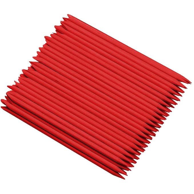 100 Pcs Orange Wood Nail Sticks Double Sided Multi Functional Cuticle Pusher by Borogo