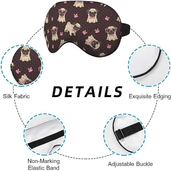 Cartoon Pug Sleep Mask Eye Mask Puppy Bow Tie Glasses Dog Animal Sleep Mask - Image 3