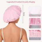 Shower Cap for Women Waterproof Reusable, Large Shower Cap Non-Slip - Image 2
