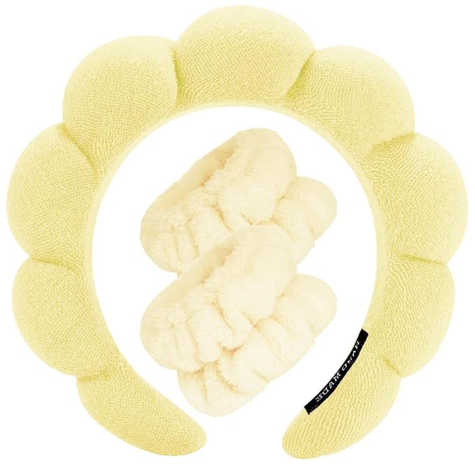 Spa Headbands for Washing Face Wristband Set Sponge Makeup Skincare Headband by Tetizo