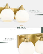 Bathroom Light Fixtures, 3-Light Brushed Gold Vanity Light, Modern Wall Sconces - Image 4