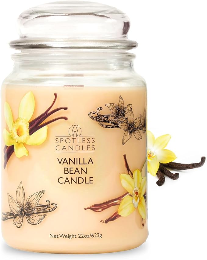 Candle Vanilla Bean 22oz with Wooden Wick in a Presentation Gift Box & by SpotlessLeopard