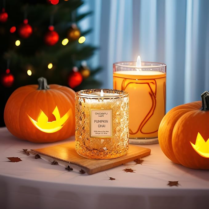 Chloefu LAN Pumpkin Chai Candles Halloween Candle Gift, Farmhouse Candles - Image 3