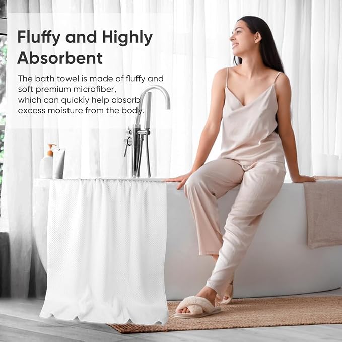 HOMEXCEL Bath Towel Set Pack of 4, 30 x 60 Inches Large Microfiber Bath Towels - Image 4