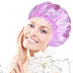 Shower Caps for Women, Double Waterproof Layers Shower Cap, Bathing Shower Caps - Image 6