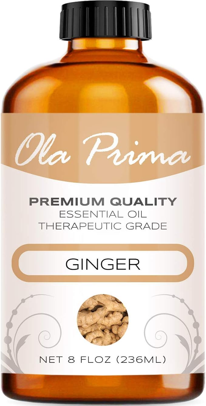 Ola Prima Ginger Essential Oil 8 fl oz – Therapeutic Grade Ginger Aromatherapy by OlaPrima