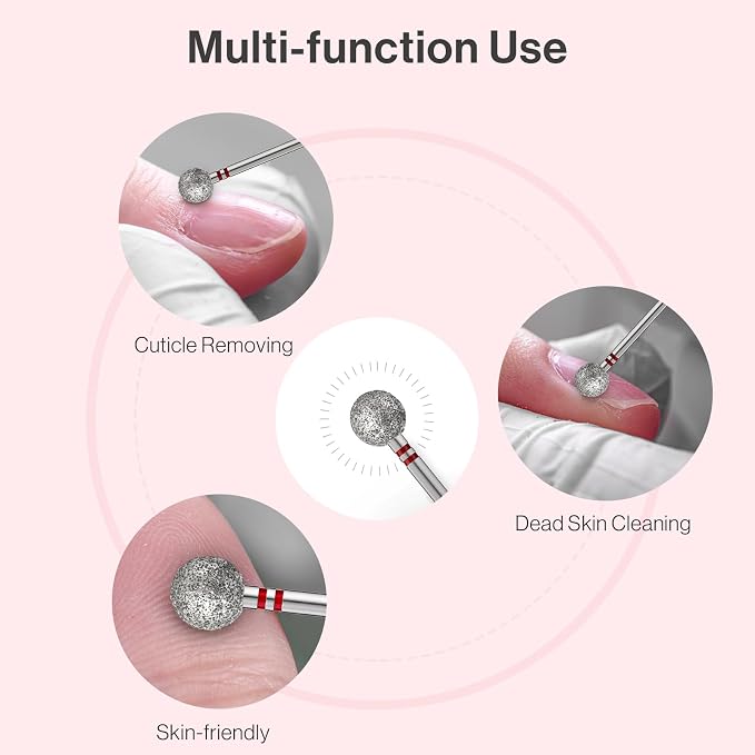 MelodySusie 7mm Ball Shape Cuticle Clean Nail Drill Bit 3/32'', Professional - Image 7