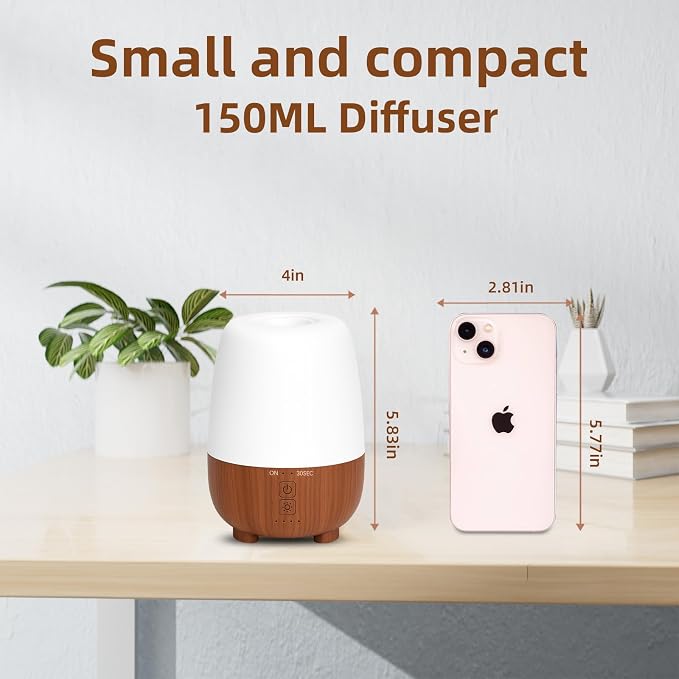 SEEDSEEL 150ML Rechargeable Battery Essential Oil Diffuser, Portable Cordless - Image 4
