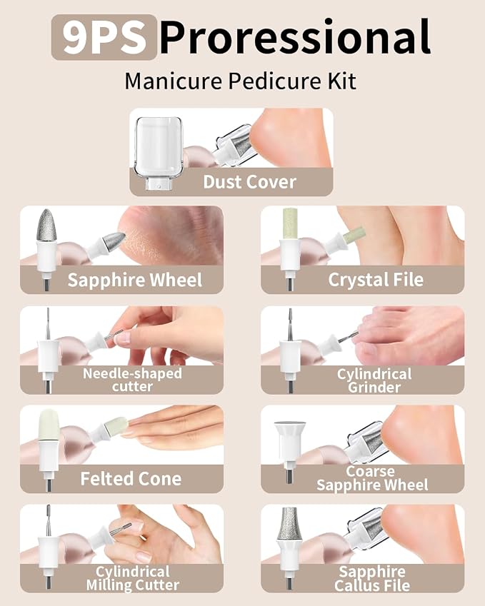 Manicure Pedicure Kit, Professional Nail Grinder - Image 6