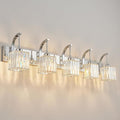 Crystal Vanity Lights 5-Light Chrome Bathroom Vanity Lights Modern Crystal by FDPBY
