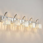 Crystal Vanity Lights 5-Light Chrome Bathroom Vanity Lights Modern Crystal by FDPBY