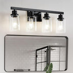 4-Light Bathroom Vanity Light, Modern Matte Black Wall Sconce Lighting by DIKAIDALights