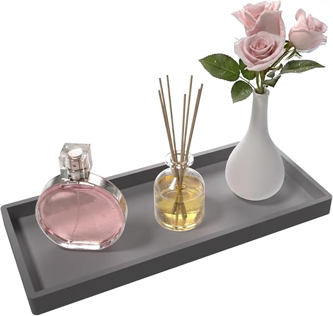Bathroom Vanity Tray, Silicone 11.8 x 5 Inch Bathroom Counter Tray Decor by BLESWIN