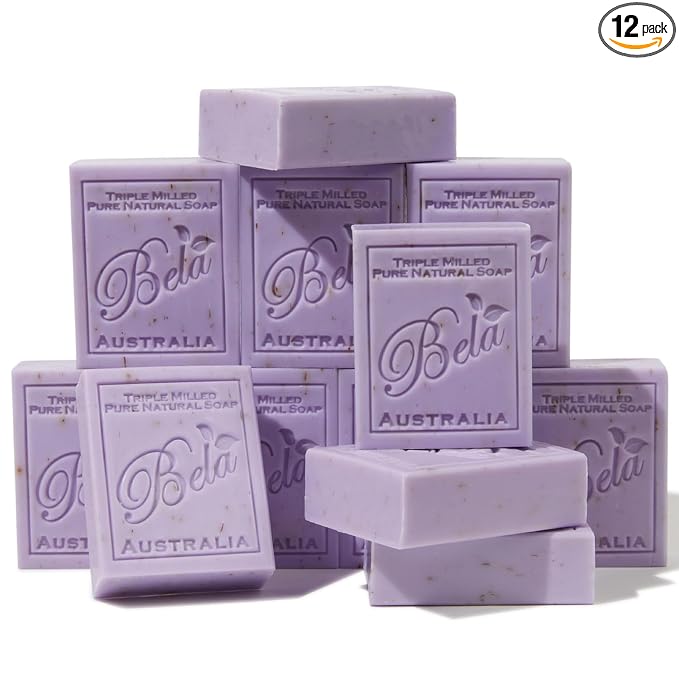 BELA Lavender Soap 3.3 OZ, Long Lasting French Triple Milled Bar Soap by BELAPURENATURALSOAPSANDODORELIMINATINGHOMEFRAGRANCES