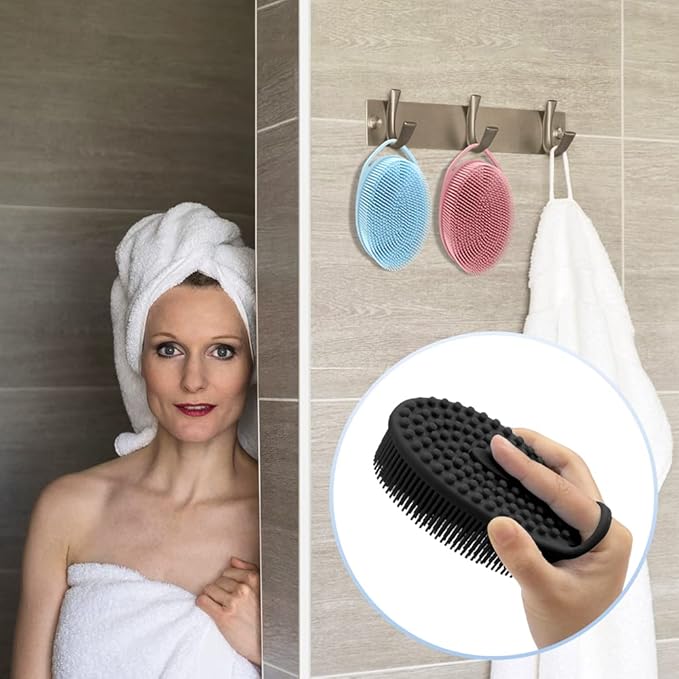 PQRUU 3 Pack Silicone Body Scrubber, Exfoliating Soft Loofah, Scrubber Fit - Image 4