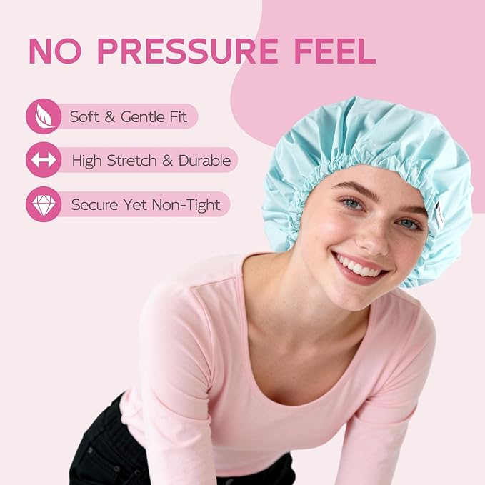Years Calm Shower Cap for Women Waterproof Reusable – 27g Ultra Lightweight - Image 4