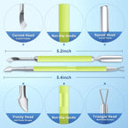 2PCS Metal Neon Green Cuticle Pusher and Cutter Remover Salon Quality Stainless - Image 2