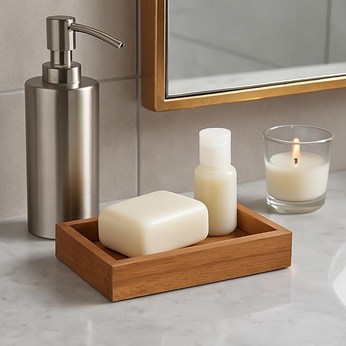 Creative Home 63068 Acacia Bath Rectangular Soap Dish, Soap Tray - Image 4
