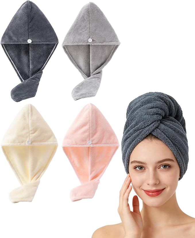 Lumimi Microfiber Hair Towel Wrap 4 Pack by Lumimi