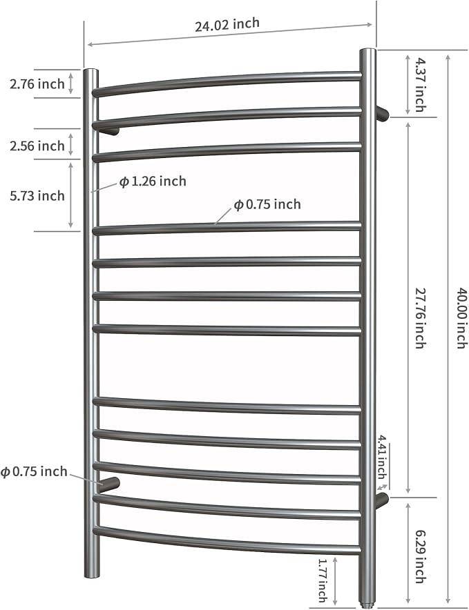HEATGENE Towel Warmer Gun Grey, Electric Hot Towel Rails, Wall-Mounted Large 12 - Image 4
