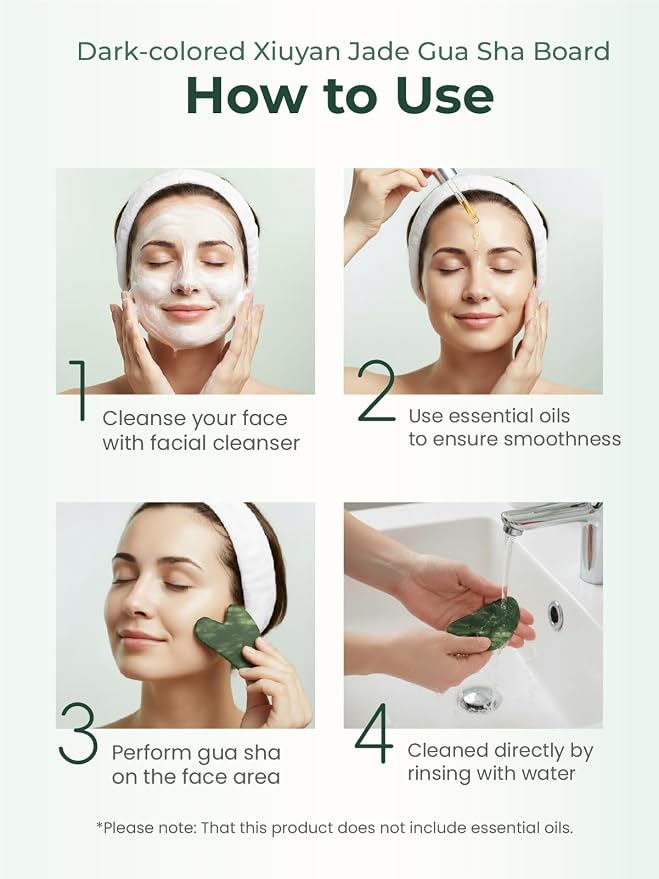 Gua Sha Facial Tools, Natural Jade Stone Guasha Tool - Image 5