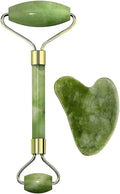 Jade Roller & Gua Sha Set – 100% Natural Jade Stone Face Massager | Cooling by Unknown