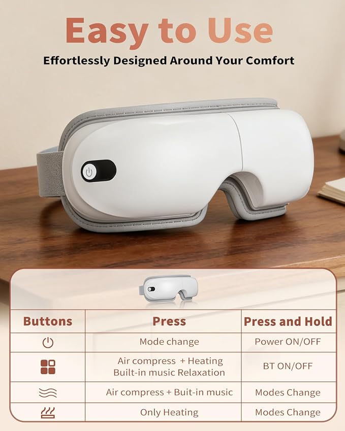 Pinailon Eye Massager with Heat, Massaging Eye Mask with Heating & Music - Image 6