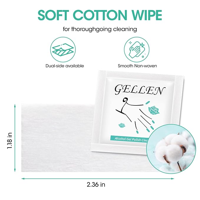 GELLEN Nail Cleanser Pads, 200 Pack Alcohol Prep Pads Nail Cleanser Wipes - Image 8