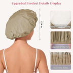 Shower Cap for Women Waterproof Reusable, Large Shower Cap Non-Slip - Image 2
