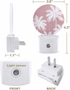 Night Lights Auto Sensor Tropical Palm Trees Night Light Pink Linen Coastal - Image 2