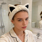 2 Pcs Cat Ears Headband Cute Spa Headband Set Washing Face Makeup Skincare - Image 4