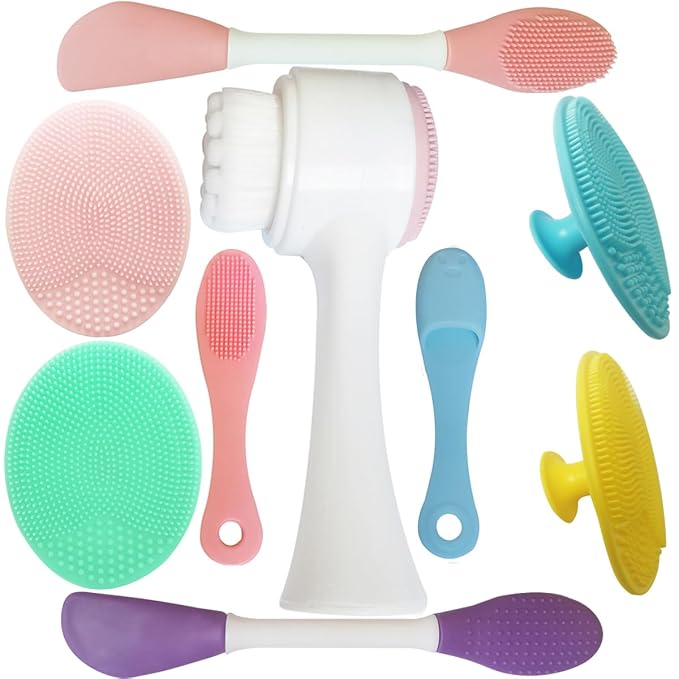 9-in-1 Face Scrubber Face Cleaning Brushes Super Soft Silicone Cleanser Brush by AECW