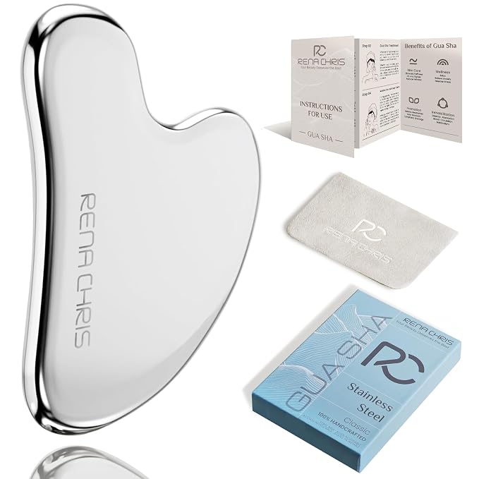 Rena Chris Gua Sha Facial Tools, Stainless Steel Guasha Tool by RenaChris