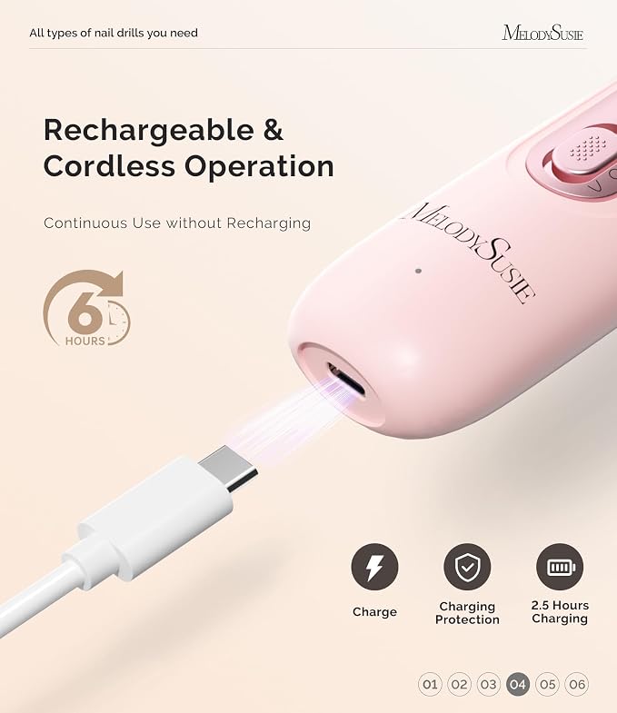 MelodySusie Cordless Pedicure & Manicure Nail Drill Kit, PC760G - Image 5