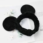 JIAHANG Mouse Ears Facial Spa Headbands, Coral Fleece Wash Face Hair Band - Image 3