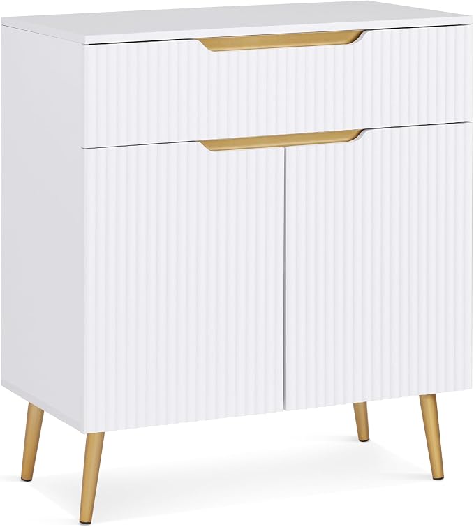 BarberPub Barber Station with Drawer & Cabinet, Beauty Salon White Storage by BarberPub