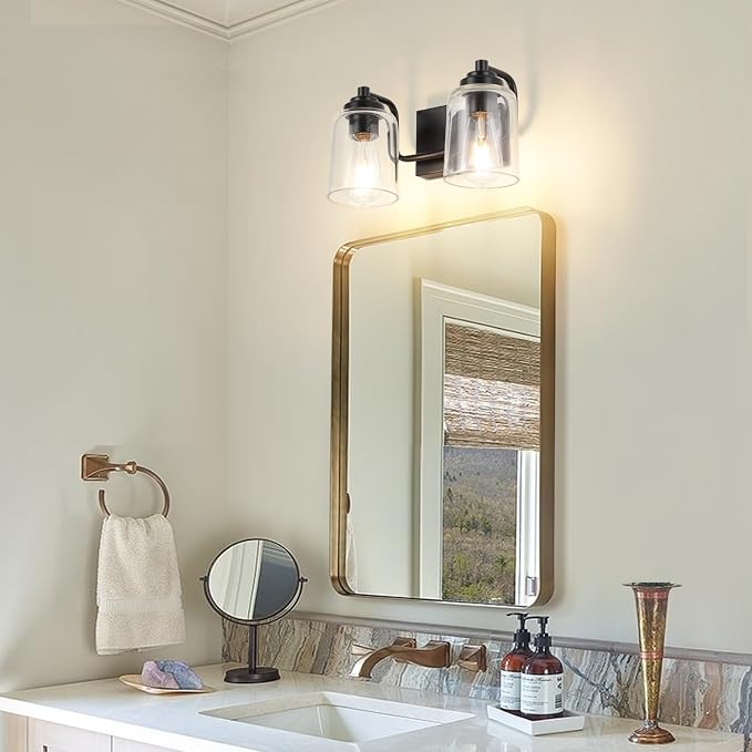 SOLFART Matt Black 2 Lights Wall Sconces Bathroom Light Fixtures Wall Light - Image 7