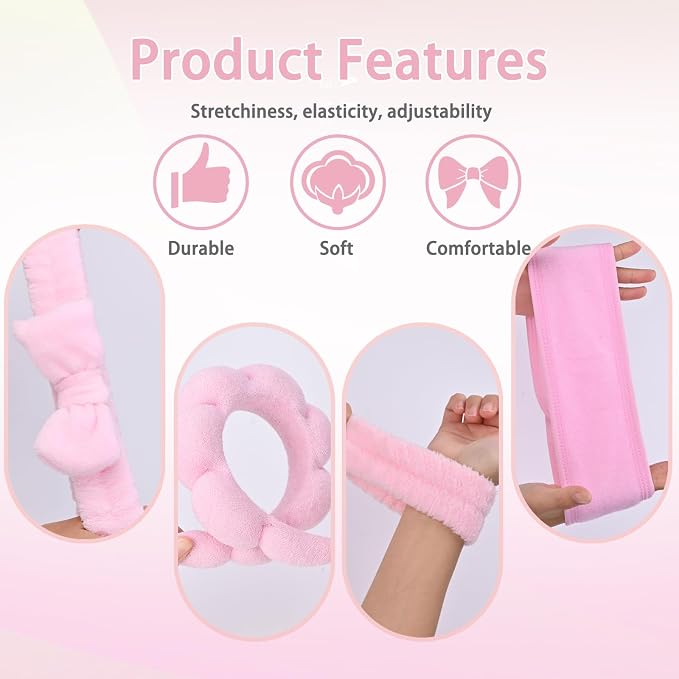 Spa Gift Set: Bubble Headband, Face Wash Headband, Skin Care Wristbands - Image 4