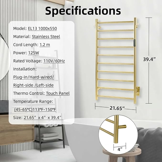 P&Dlusir Towel Warmer, Heated Towel Rack - Image 7