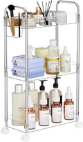 SPACEKEEPER 3 Tier Acrylic Storage Rolling Cart Clear Bathroom Cart Organizer by SPACEKEEPER