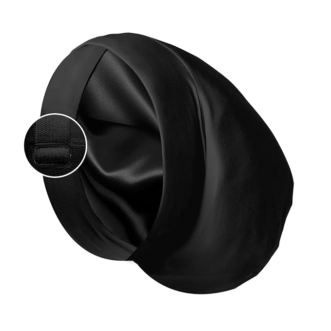 Satin Bonnet Silk Lined Sleep Cap- Adjustable Hair Cover by Blueelf