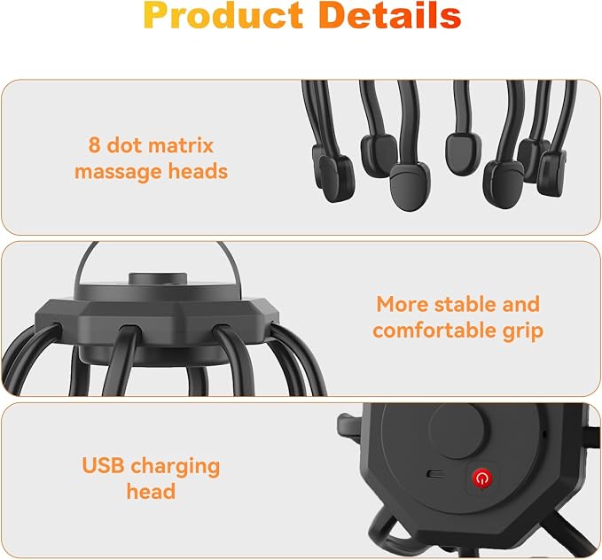 Electric Scalp Massager, Head Massager Scalp Stress Relax, Kneading Hair Massage - Image 4