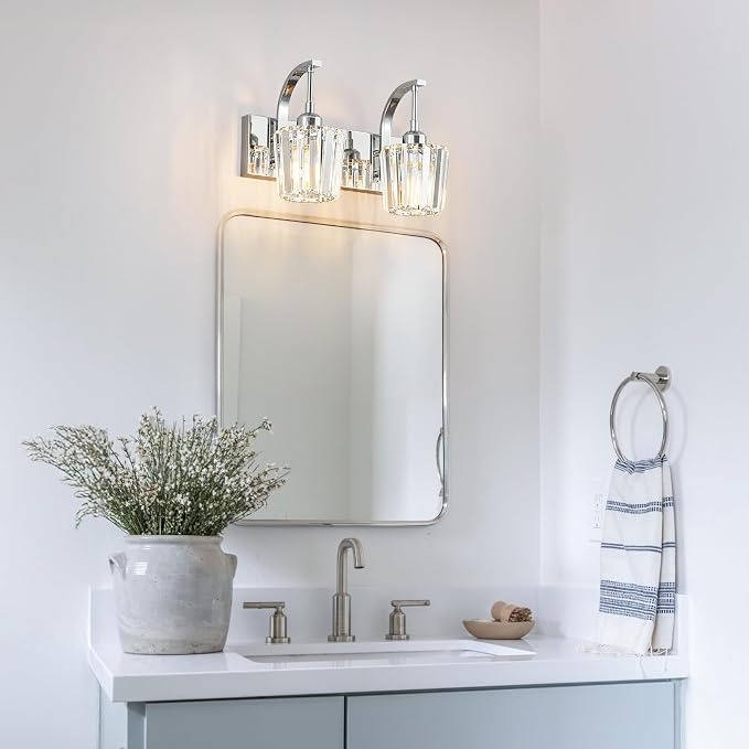 Modern Bathroom Vanity Light, 2-Light Chrome Wall Sconce - Image 6