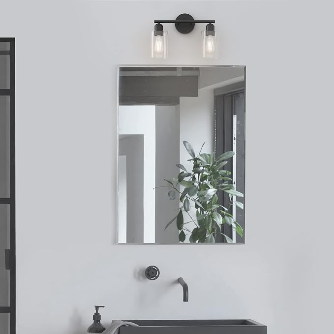 Espird Bathroom Vanity Light Black 2 Light Rustic Bathroom Vanity Lights Over - Image 7